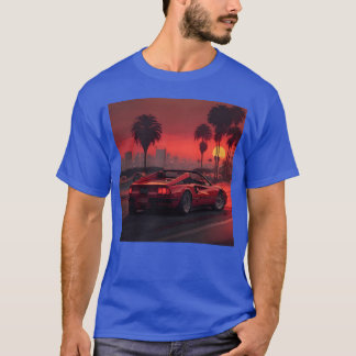 Rotes Auto in der Stadt Freund T-Shirt