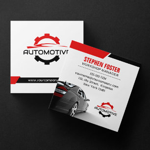 Rotes Auto Kraftfahrzeug Reparatur Autoteile Quadratische Visitenkarte