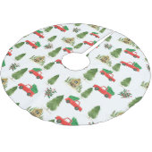 Rotes Auto mit Weihnachtsbaumrock Polyester Weihnachtsbaumdecke (Schrägansicht)