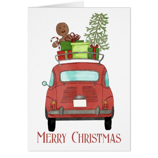 Rotes Auto mit Weihnachtsgeschenken (Vorne)