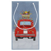 Rotes Auto mit Weihnachtsgeschenken Kleine Geschen Kleine Geschenktüte (Rückseite)
