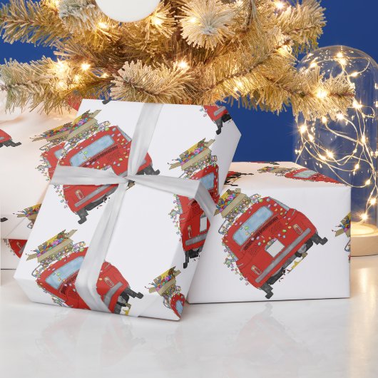 Rotes Auto mit Weihnachtsgeschenken Umschlagpapier Geschenkpapier (Feiertage)