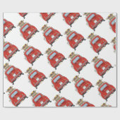 Rotes Auto mit Weihnachtsgeschenken Umschlagpapier Geschenkpapier (Flach)