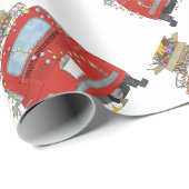 Rotes Auto mit Weihnachtsgeschenken Umschlagpapier Geschenkpapier (Rolleneckpunkt)