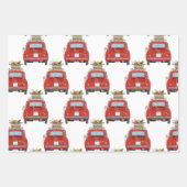 Rotes Auto mit Weihnachtsgeschenken Umschlagpapier Geschenkpapier Set (Vorderseite)