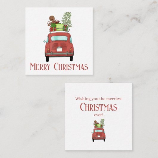 Rotes Auto mit Weihnachtsgeschenken Weihnachtskart Begleitkarte (Vorne/Hinten)