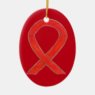 Rotes Awareness Ribbon Städtische Badeanstalt Keramikornament