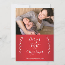 Rotes Baby-Erstweihnachts-Fotokarten