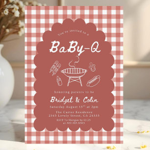 Rotes Baby Q Baby Shower Einladung   Bbq Grill Bab