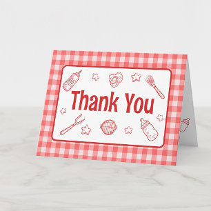 Rotes BaByQ-Baby-Shower-Barbecue Dankeskarte