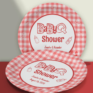 Rotes BaByQ-Baby-Shower-BBQ Pappteller