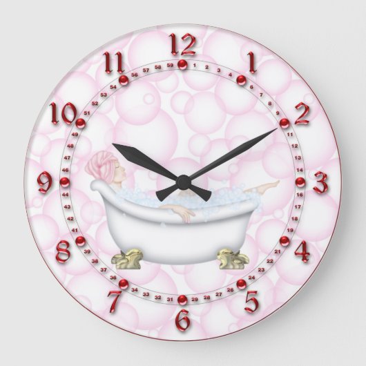 Rotes Bad Blasen Große Wanduhr (Vorderseite)