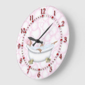 Rotes Badezimmer-glänzende Zahl-Blasen Große Wanduhr (Winkel)