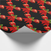 Rotes Band-Bogen-Stechpalme Thunder_Cove Schwarzes Geschenkpapier (Ecke)