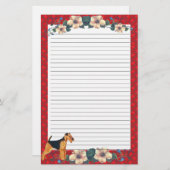 Rotes Band-gezeichnetes Blumenbriefpapier Briefpapier (Vorne/Hinten)