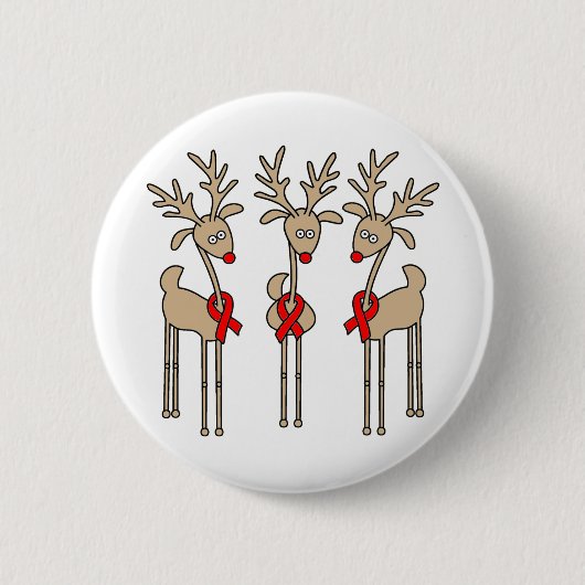 Rotes Band-Ren - AIDS u. HIV Button (Vorderseite)