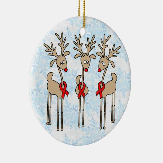 Rotes Band-Ren (Herz-Krankheit u. Anschlag) Keramik Ornament (Rechts)