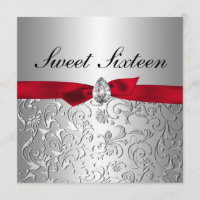 Rotes Band-Silber-Blumenmuster 16. Geburtstag