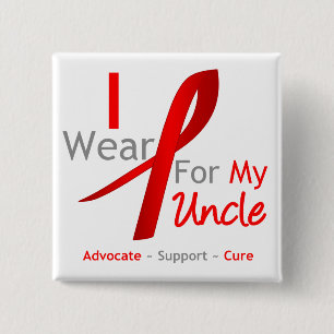 Rotes Band trage ich Rot für meinen Onkel Button