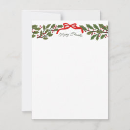 Rotes Band und Holly Garland Weihstationery Mitteilungskarte