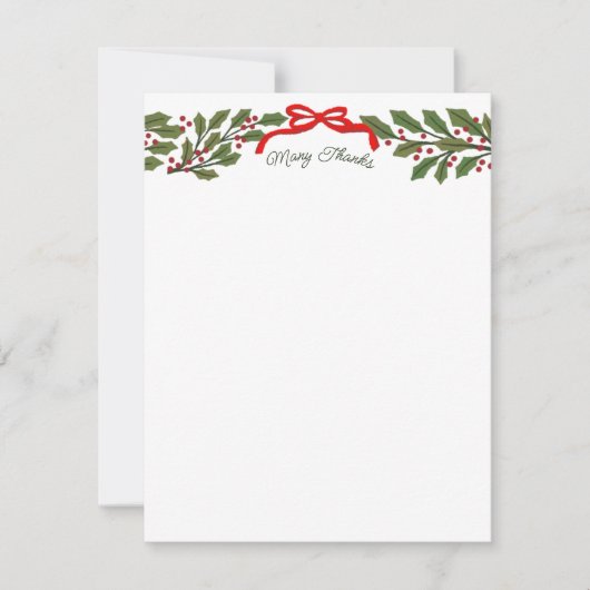 Rotes Band und Holly Garland Weihstationery Mitteilungskarte (Vorderseite)
