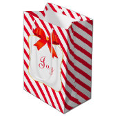 Rotes Band und Rot Weiß Streifen Mittlere Geschenktüte (Vorderseite Schrägansicht)