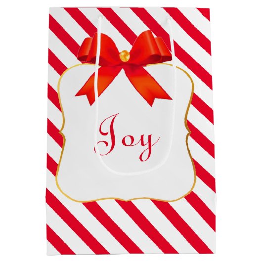 Rotes Band und Rot Weiß Streifen Mittlere Geschenktüte (Rückseite)