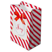 Rotes Band und Rot Weiß Streifen Mittlere Geschenktüte (Rückseite Schrägansicht)