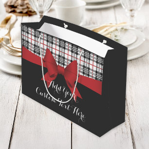 Rotes Band und Schottenkaro Große Geschenktüte
