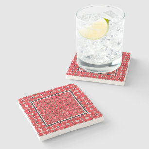 Rotes Bandana Boho Druckmuster Steinuntersetzer