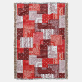 Rotes Bandana-Patchwork-Paisley-Nähmuster Decke (Vorderseite Vertikal)