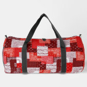 Rotes Bandana-Patchwork-Paisley-Nähmuster Duffle Bag (Rückseite)
