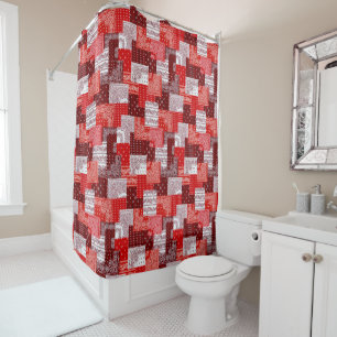 Rotes Bandana-Patchwork-Paisley-Nähmuster Duschvorhang