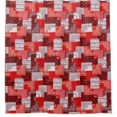 Rotes Bandana-Patchwork-Paisley-Nähmuster Duschvorhang (Vorderseite)