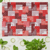 Rotes Bandana-Patchwork-Paisley-Nähmuster Geschirrtuch (Gefaltet)