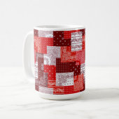 Rotes Bandana-Patchwork-Paisley-Nähmuster Kaffeetasse (Vorderseite Links)