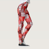 Rotes Bandana-Patchwork-Paisley-Nähmuster Leggings (Rechts)