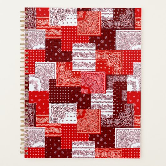 Rotes Bandana-Patchwork-Paisley-Nähmuster Planer (Vorderseite)