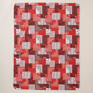 Rotes Bandana-Patchwork-Paisley-Nähmuster Sherpadecke