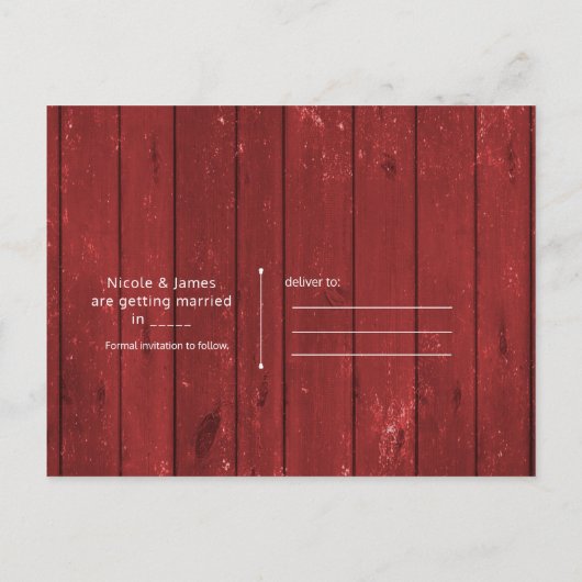 Rotes Barfenster und Lichter Rustikal Save the Dat Ankündigungspostkarte (Rückseite)