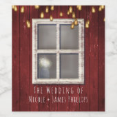 Rotes Barnfenster und Lichter Rustikales Hochzeitw Weinetikett (Einzelnes Label)