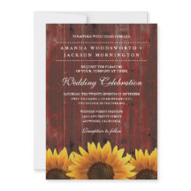 Rotes Barnholz Rustikale Sonnenblumen Einladung Ho