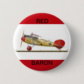 Rotes Baron-Flugzeug auf Rundschaltfläche Button (Vorderseite)