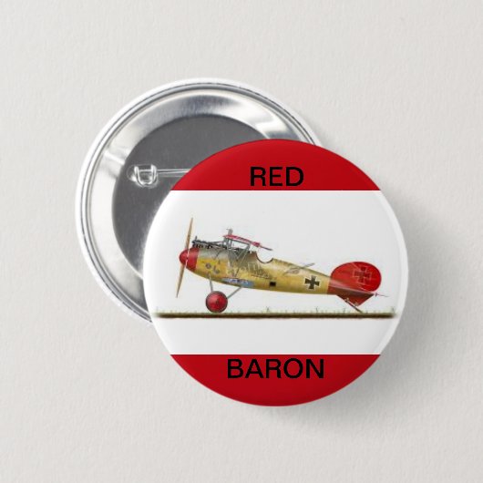 Rotes Baron-Flugzeug auf Rundschaltfläche Button (Vorne & Hinten)
