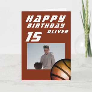 Rotes Basketball-Ball-Jungen-Foto Alles Gute zum G Karte