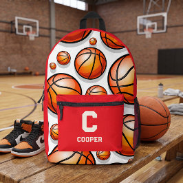 Rotes Basketballmuster Bedruckter Rucksack