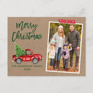 Rotes Bastelband Pinsel Schriftzug Lastwagen Kraft Postkarte
