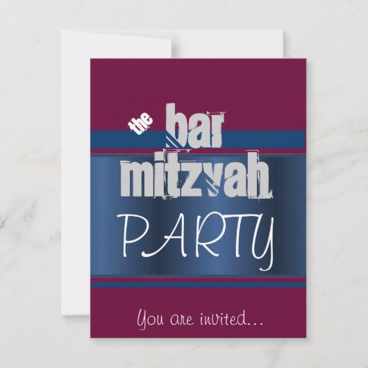 Rotes Bat Mitzvah Bar Mitzvah Party Einladung (Vorderseite)