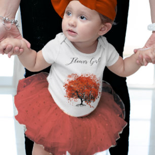 Rotes Baum-Blumenmädchen-Hochzeitsfeier-T-Shirts Baby Strampler