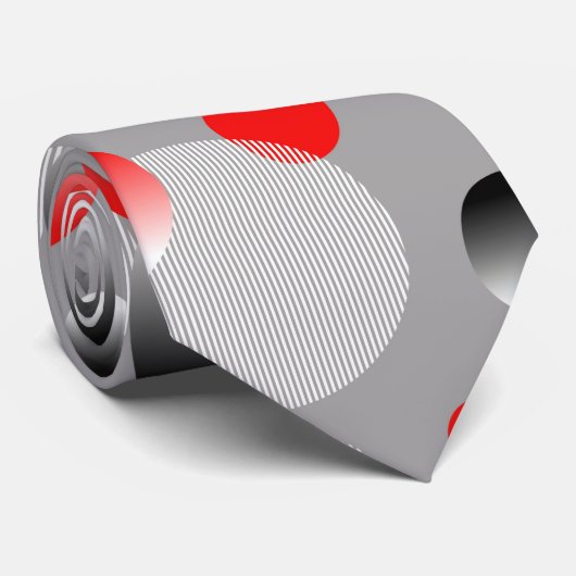 ROTES BBBLE GRAU ABSTRAKTE BABELMUSTER KRAWATTE (Gerollt)